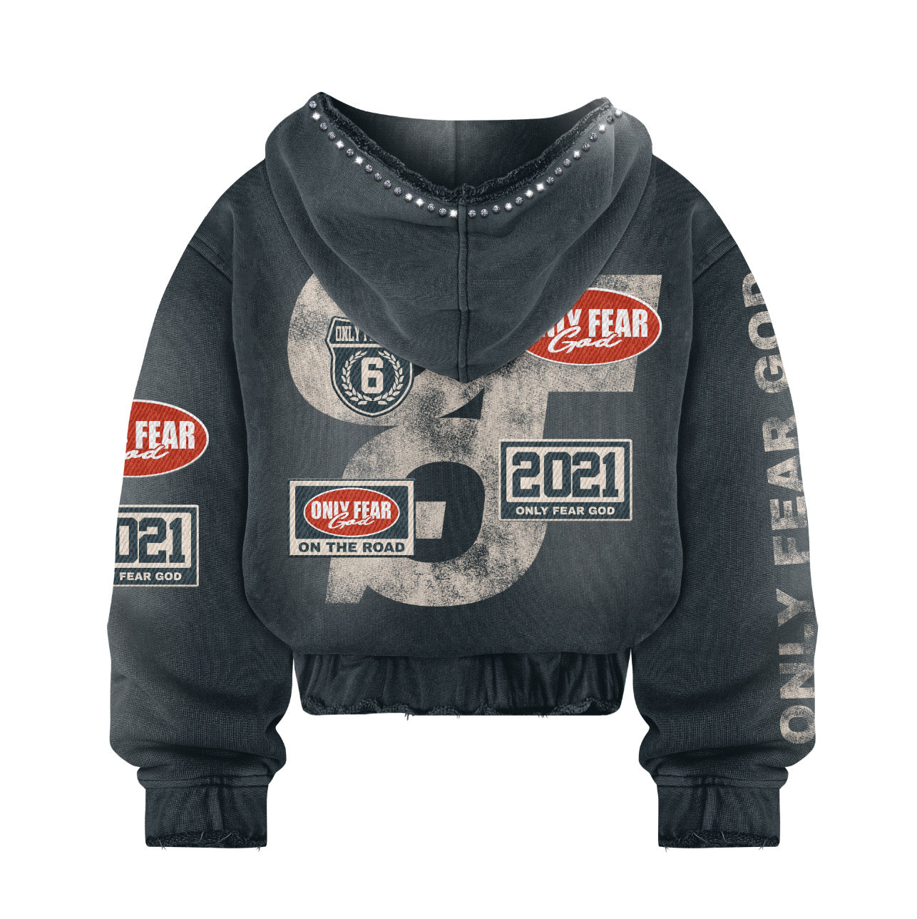 Only Fear God Patches Rhinestone Hoodie